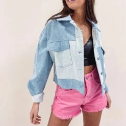 Indie Collection New Arrivals Two Toned Denim Jacket