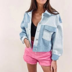 Indie Collection New Arrivals Two Toned Denim Jacket