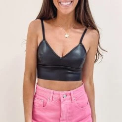 Indie Collection Faux Leather Bra Top