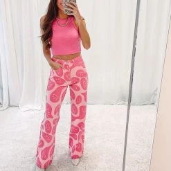Indie Collection New Arrivals Pink Smile Pants