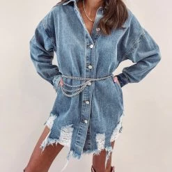 Indie Collection Oversized Denim Shacket Jackets/Shackets/Flannels