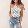 Indie Collection New Arrivals Checkered Halter Top