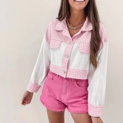 Indie Collection Pink Houndstooth Jacket