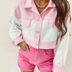 Indie Collection Pink Houndstooth Jacket