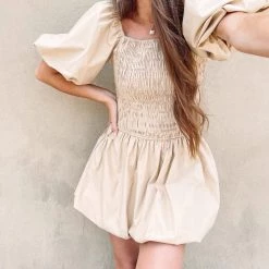 Indie Collection New Arrivals Smocked Puff Mini Dress