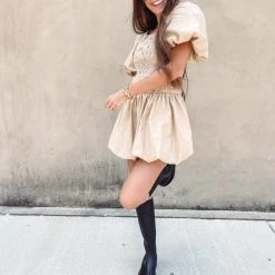 Indie Collection New Arrivals Smocked Puff Mini Dress