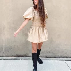 Indie Collection New Arrivals Smocked Puff Mini Dress