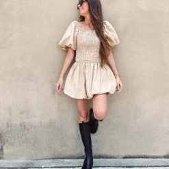 Indie Collection New Arrivals Smocked Puff Mini Dress