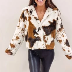 Indie Collection Fuzzy Cowprint Jacket New Arrivals