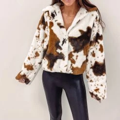 Indie Collection Fuzzy Cowprint Jacket New Arrivals