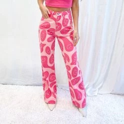 Indie Collection New Arrivals Pink Smile Pants