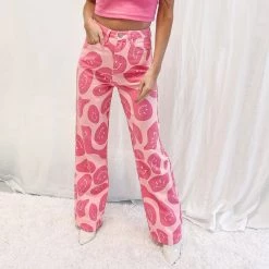 Indie Collection New Arrivals Pink Smile Pants