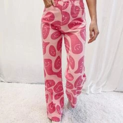 Indie Collection New Arrivals Pink Smile Pants