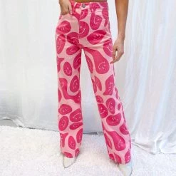 Indie Collection New Arrivals Pink Smile Pants