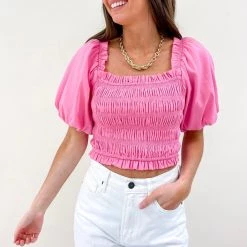 Indie Collection Waist Bow Tie Smocked Top New Arrivals