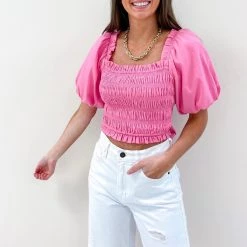 Indie Collection Waist Bow Tie Smocked Top New Arrivals