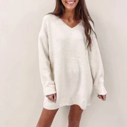 Indie Collection New Arrivals Amanda Sweater Tunic - Cream