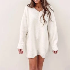 Indie Collection New Arrivals Amanda Sweater Tunic - Cream