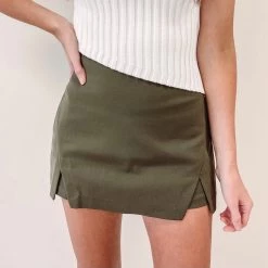 Indie Collection New Arrivals Cut-Out Mini Skort - Olive