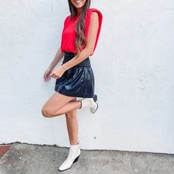 Indie Collection Adair Smocked Leather Shorts- Black