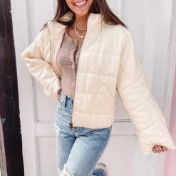 Indie Collection New Arrivals Buttercream Quilted Jacket