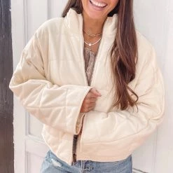 Indie Collection New Arrivals Buttercream Quilted Jacket