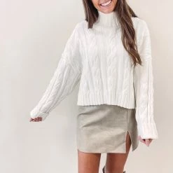 Indie Collection New Arrivals Croc Print Mini Skirt - Taupe