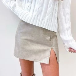 Indie Collection New Arrivals Croc Print Mini Skirt - Taupe