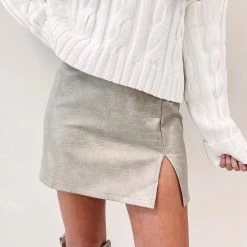 Indie Collection New Arrivals Croc Print Mini Skirt - Taupe