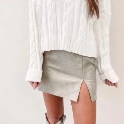 Indie Collection New Arrivals Croc Print Mini Skirt - Taupe