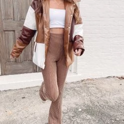 Indie Collection Color Block Brown Puffer Jacket