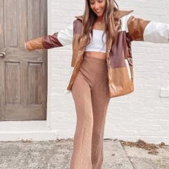 Indie Collection Color Block Brown Puffer Jacket