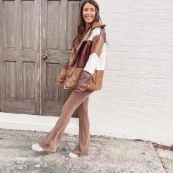 Indie Collection Color Block Brown Puffer Jacket