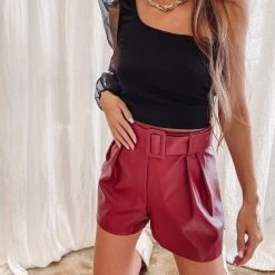 Indie Collection Jennifer Leather Shorts USA Collection