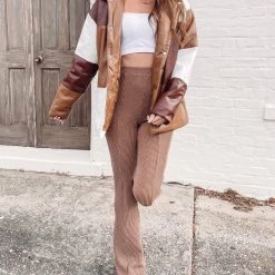 Indie Collection Color Block Brown Puffer Jacket