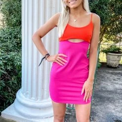 Indie Collection Marcie Pink/Orange Dress Vacay Collection