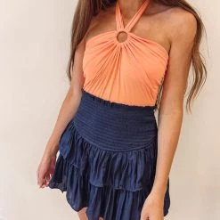 Indie Collection Smocked Skirt - Navy