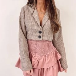 Indie Collection New Arrivals Faux Leather Smocked Skirt - Rose