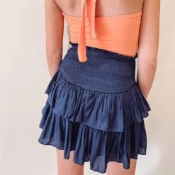 Indie Collection Smocked Skirt - Navy