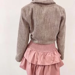 Indie Collection New Arrivals Faux Leather Smocked Skirt - Rose