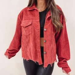 Indie Collection New Arrivals Red Corded Jacket
