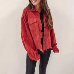 Indie Collection New Arrivals Red Corded Jacket