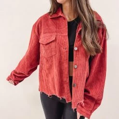 Indie Collection New Arrivals Red Corded Jacket
