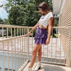 Indie Collection New Arrivals Smocked Skirt - Purple