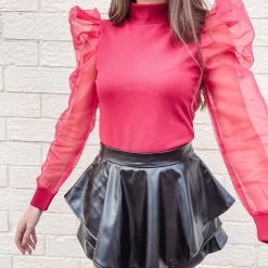 Indie Collection Faux Leather Ruffle Skort
