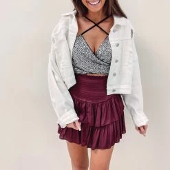 Indie Collection Rhinestone Denim Jacket - White