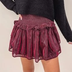 Indie Collection Avery Smocked Skirt - Red