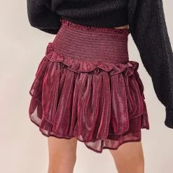 Indie Collection Avery Smocked Skirt - Red