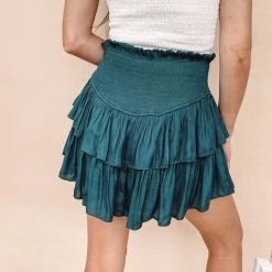 Indie Collection New Arrivals Smocked Skirt - Emerald