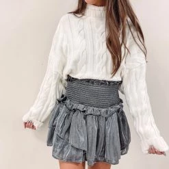 Indie Collection Avery Smocked Skirt - Silver New Arrivals